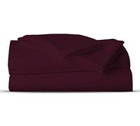 AATH COLLECTION Bed Sheet Set, 100% Egyptian Cotton, Easy Care & Super Soft 4 Pieces Bedding Set - Flat Sheet & Fitted Sheet with 2 Pillowcases (PLUM, Single)