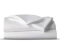 AATH COLLECTION Bed Sheet Set, 100% Egyptian Cotton, Easy Care & Super Soft 4 Pieces Bedding Set - Flat Sheet & Fitted Sheet with 2 Pillowcases (WHITE, Super King)