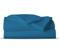 AATH COLLECTION Bed Sheet Set, 100% Egyptian Cotton, Easy Care & Super Soft 4 Pieces Bedding Set - Flat Sheet & Fitted Sheet with 2 Pillowcases (TEAL, Super King)