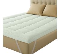 AATH Collection Cloud Mattress Topper with Bamboo Pillow Top Cover 10 cm Thick Cool & Breathable, Virgin Hallow Fibre Filling, Quilted Super Fluffy Extra Deep Topper (Double (137x190 cm))