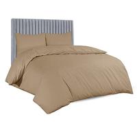 AATH COLLECTION Duvet Cover Bedding Set, Single, Double, King, Super King Size Egyptian Cotton Duvet Set with Pillow Cases. 100% Long Staple Soft Cotton Duvet Set with Easy Closure (Super King, Brown)