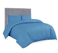 AATH COLLECTION Duvet Cover Bedding Set, Single, Double, King, Super King Size Egyptian Cotton Duvet Set with Pillow Cases. 100% Long Staple Soft Cotton Duvet Set with Easy Closure (Single, Teal)