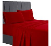 AATH COLLECTION Egyptian Cotton Flat Sheets, 200 Thread Count Single, Double, King, Super King Flat Bed Sheets, Soft & Fade Resistant (King, Red)
