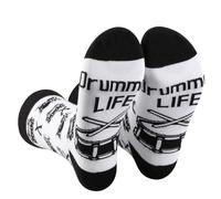 AATOP 1 Pairs Drummer Life Drum Socks Drummer Gift Drum Player Gift Drummer Musician Gift Drumming Socks (Cotton, Drummer LIFE 2uk)