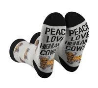 AATOP 1 Pairs Peace Love Highland Cow Socks Cow Gift Western Cow Scottish Highland Cow socks Shaggy Cow Heifer Gifts (Cotton, PEACE LOVE HIGHLAND COWS 2uk)
