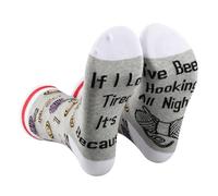 AATOP 1Pairs Crochet Gifts Socks Crochet Kits Lovers Gift Ideas If I Look Tired It's BecauseI've Been Hooking All Night Socks (Cotton, Hooking All Night 2uk)