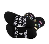 AATOP 2 Pairs Lucky Bingo Socks For Women Girl Bingo Gifts For Gambling Lovers Bingo Lover Gift Bingo Gambler Sock (LOVES BINGO sku)