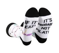 AATOP 2 Pairs Pilates Teacher Gift Pilates Trainer Socks If Fitness Instructors Gift It's Easy It's Probably Not Pilates Socks (UK, Alpha, One Size, Regular, Regular, IF IT'S EASY 2s)