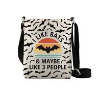 AATOP Bat Crossbody Bag For Bat Lover Gift Halloween Horror Bats Themed Purse Shoulder Bag i Like Bats And Maybe 3 People (3 PEOPLE 2cb)