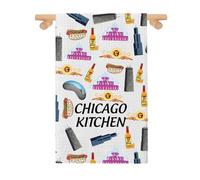 AATOP Chicago Kitchen Towel Chicago Souvenir Chicago Merchandise Chicago Lover Gift Chicago Trip Gift Chicago Tea Dish Towel (CHICAGO KITCHEN U2)