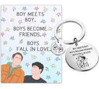 AATOP Heart Stopperr Inspired Keychain Nick And Charlie Fans Gift Lgbtq Gay Pride Bookish Gift (BOY MEETS BOY card 1uk)