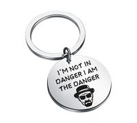 AATOP I Am the Danger 1uk Breaking Bad Keychain - Red Metal Round Keychain for Breaking Bad Fans