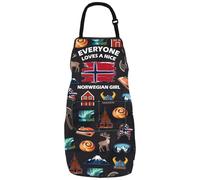AATOP Norwegian Kitchen Apron Norwegian Gifts Norway Souvenirs Gift Scandinavian Norway Chef Cooking Baking Apron With Pocket (LOVES A NICE 2)