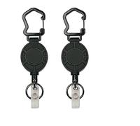 Aatpuss 2 Pieces Magnetic Retractable Key Chains, Retractable Badge Holder Cable with Steel Cable 60cm, Mobile Phone Lanyards for Outdoor Hiking, Climbing, Fishing (Black)