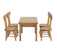 Aatraay 1:12 Scale Dollhouse Miniature Furniture, 5pcs Dining Table Chair Model Set with Hollow Back Design for Kids Room Decoration (Wood)