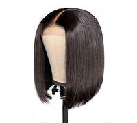 Aatraay Bob Wig, Real Human Hair Brazilian Short Straight Bob Wigs with Lace Front, Adjustable Size for Women, 12 Inches, 150 Density