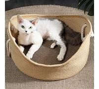 Aatraay Cat Nest Hand Made Wicker Bed Basket, Corrugated Scratching Board House,Comfortable Pet House Nest for All Cats to Sleep, All Season Universal