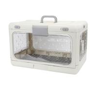 Aatraay Foldable Cat Crate, Plastic Portable Pet Carrier with Clear Structure for Airplane Car Travel, Large Space 50x32x31cm