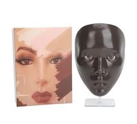 Aatraay Makeup Practice Board, 5D Silicone Full Face Mannequin with Plastic Stand, Reusable Makeup Training Tool for Beginners Enthusiasts Beauty Students (Dark Skin)