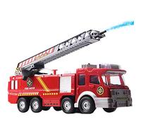 Aatraay Water Spray Fire Engine Toys, Large Fire Truck with Lights Sound Ladder, Friction Powered Large Toy Firetruck, Kids Big Trucks,for Boy and Girl (Red)