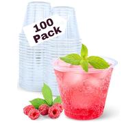 Aatriet 9 oz Clear Plastic Drinking Cups, 100 Pack Classic Clear Disposable Wine Cups for Wedding & Party, Elegant Cocktail Cups, Plastic Tumblers for Iced Coffee, Cold Beverage