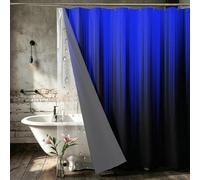 AAtter 3 in 1 Shower Curtain with PEVA Liner, Royal Blue Ombre, 72x72 Inch | Polyester Fabric with 12 Hooks, Dark Abstract Decor, Black Striped, Modern Anime, Standard Bathroom Set for Men Teen Boy