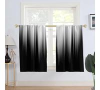AAtter Black and Grey Window Curtains for Kitchen White Silver Ombre Mens Abstract Gothic Trendy Small Short Home Living Room Bedroom Bathroom Drapes Treatment Fabric 1 Pair, 27.5" W x 45" L, Modern