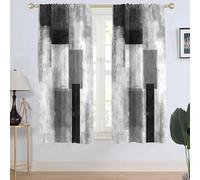 AAtter Black Grey and White Window Curtain Gray Abstract Geometric Silver Art Aesthetic Boys Teen Minimalist Living Room Bedroom Window Drapes Treatment Fabric 1 Pair Home Decor, 42" W x 63" L, Modern