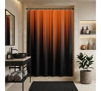 AAtter Orange Black Ombre Shower Curtain, Extra Long 72x84 Inch, 12 Hooks | Terracotta Striped Polyester Fabric, Dark Modern Abstract Style, Cool Anime Design, Trendy Striped Bathroom Decor for Men