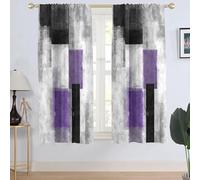 AAtter Purple Black and Grey Window Curtain Abstract Geometric White Gray Art Aesthetic Minimalist Boys Teen Living Room Bedroom Window Drapes Treatment Fabric 1 Pair Home Decor, 42" W x 63" L, Modern