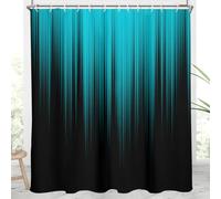 AAtter Teal and Black Shower Curtain Turquoise Aqua Blue Ombre Abstract Funny Unique Anime Art Aesthetic Gothic Mens Extra Long XL Large Home Bathroom Decor Bathtub Set with 12 Hooks, 72x84, Modern