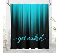 AAtter Teal and Black Shower Curtain Turquoise Aqua Get Naked Gray Navy Green Silver Blue Grey Ombre Gradient Simple Style Art Fun Unique Boho Bright Home Bathroom Decor Bathtub Set，60x72，Modern