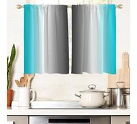 AAtter Turquoise Window Curtains for Kitchen Teal and Grey Black Aqua White Ombre Gray Small Short Home Living Room Bedroom Bathroom Drapes Treatment Tiers Fabric 1 Pair, 27.5" W x 39" L, Gradient