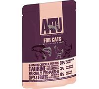AATU 97/3 Complete Wet Cat Food, Salmon, Chicken & Prawn (10x85g) - Grain Free Recipe, No Artificial Ingredients, Easy Tear Pouches