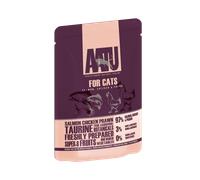 AATU 97/3 Complete Wet Cat Food, Salmon, Chicken & Prawn (10x85g) - Grain Free Recipe, No Artificial Ingredients, Easy Tear Pouches