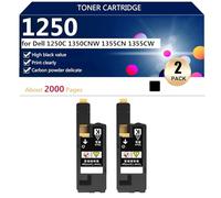 aauot 1250 Compatible Toner Cartridges for Dell 1250C 1350CNW 1355CN 1355CW Printers, High Yield 2000 Pages, High Definition Printing,Black-2 pack
