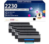 aauot 2230 Toner Cartridge Compatible for Dell 2230 2230D 2230DN 3330 Printer, Clear and Sharp, Quick to Adapt ,Black-4 pack