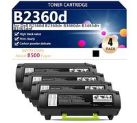 aauot B2360d Toner Cartridges Compatible for Dell B2360d B2360dn B3460dn B3465dn B3465dnf Printer, Clear and Durable, 8500 Pages,Black-4 pack