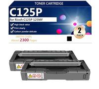 aauot C125P Toner Cartridge Compatible for Ricoh C125P 125MF 434060 434061 434062 434063 Printer, Clear and Sharp, Quick to Adapt,Black-2 pack