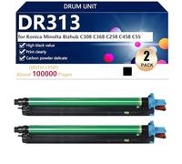 aauot DR313 Hight Capacity Drum Unit Replacement for Konica Minolta Bizhub C308 C368 C258 C458 C55 Printer, High-Definition Printing, 100000 Pages,Black-2 pack