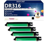 aauot DR316 Drum Unit Compatible for Konica Minolta BizHub C220 C280 C360 C7722 C7728 Printer, High Yield 70000 Pages,Black-4 pack