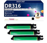 aauot DR316 Drum Unit Replacement with Chip for Konica Minolta BizHub C220 C280 C360 C7722 C7728 Printers, High-Volume Printing,Black-3 pack