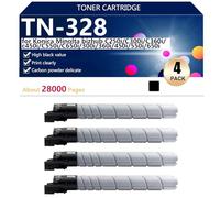 aauot High Yield TN-328 Toner Cartridge Replacement for Konica Minolta bizhub C250i C300i C360i c450i C550i C650i 300i Printers, Clear and Durable,Black-4 pack