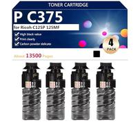 aauot P C375 Toner Cartridge Compatible for 842648 842649 842650 842651 for Ricoh C125P 125MF Printers, 13500 Pages,Black-4 pack
