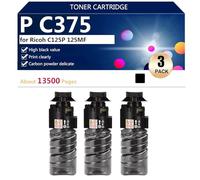 aauot P C375 Toner Cartridge Replacement for Ricoh C125P 125MF Printer, Clear and Sharp, 13500 Pages,Black-3 pack