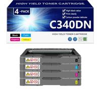 aauot SP C340DN Toner Cartridge High Yield Work 407895 407896 407897 407898 for Ricoh SP C340DN Printers (with Chip),BCMY-1 pack