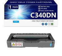 aauot SP C340DN Toner Cartridge High Yield Work 407895 407896 407897 407898 for Ricoh SP C340DN Printers (with Chip),Cyan-1 pack
