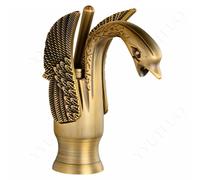AAureolo Modern Antique Copper Swan Shape Bathroom Faucet, Single Lever to Adjust Water Flow Size/Hot and Cold, Single Hole, Retro and Elegant, Bathroom Vanity, Basin, Bathtub, Kitchen Sink Faucet.