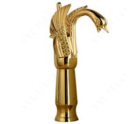AAureolo Modern Gold Swan Shape Bathroom Faucet, Single Lever to Adjust Water Flow Size/Hot and Cold, Single Hole, Retro and Elegant, Bathroom Vanity, Basin, Bathtub, Kitchen Sink Faucet.