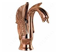 AAureolo Modern Rose Gold Swan Shape Bathroom Faucet, Single Lever to Adjust Water Flow Size/Hot and Cold, Single Hole, Retro and Elegant, Bathroom Vanity, Basin, Bathtub, Kitchen Sink Faucet.